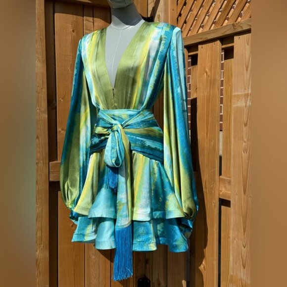 🆕 BRONX & BANCO 🧿 NWOT Bedouin Coastal Mini Dress, Blue Multi - Sz L US 8 - Picture 11 of 16